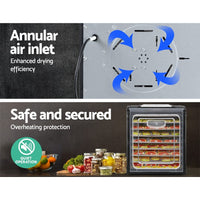 9 Trays Food Dehydrator Stainless Steel Tray Appliances Kings Warehouse