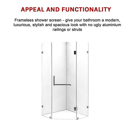 900 x 900mm Frameless 10mm Glass Shower Screen By Della Francesca Furniture Kings Warehouse