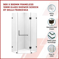 900 x 900mm Frameless 10mm Glass Shower Screen By Della Francesca Furniture Kings Warehouse