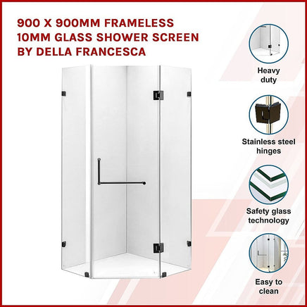 900 x 900mm Frameless 10mm Glass Shower Screen By Della Francesca Furniture Kings Warehouse