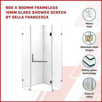 900 x 900mm Frameless 10mm Glass Shower Screen By Della Francesca Furniture Kings Warehouse