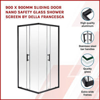 900 x 900mm Sliding Door Nano Safety Glass Shower Screen By Della Francesca Furniture Kings Warehouse