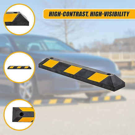 90cm Heavy Duty Rubber Curb Parking Guide Wheel Driveway Stopper Reflective Yellow Tools Kings Warehouse