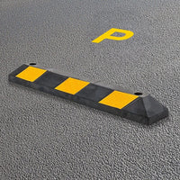 90cm Heavy Duty Rubber Curb Parking Guide Wheel Driveway Stopper Reflective Yellow Tools Kings Warehouse