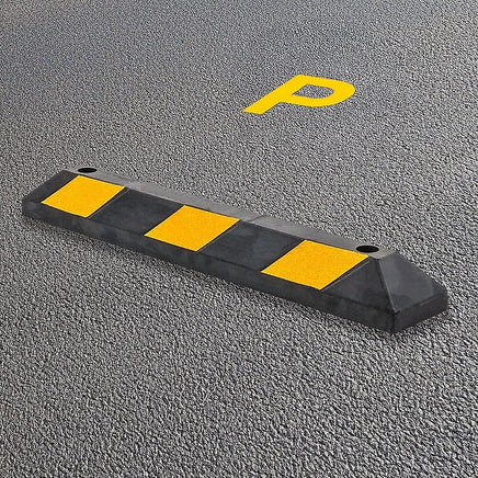90cm Heavy Duty Rubber Curb Parking Guide Wheel Driveway Stopper Reflective Yellow Tools Kings Warehouse