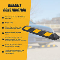 90cm Heavy Duty Rubber Curb Parking Guide Wheel Driveway Stopper Reflective Yellow Tools Kings Warehouse