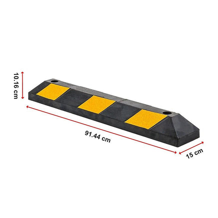 90cm Heavy Duty Rubber Curb Parking Guide Wheel Driveway Stopper Reflective Yellow Tools Kings Warehouse