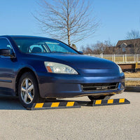 90cm Heavy Duty Rubber Curb Parking Guide Wheel Driveway Stopper Reflective Yellow Tools Kings Warehouse