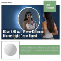 90cm LED Wall Mirror Bathroom Mirrors Light Decor Round Health & Beauty Kings Warehouse
