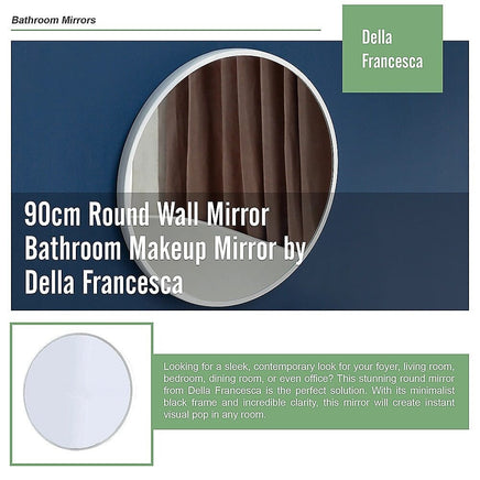 90cm Round Wall Mirror Bathroom Makeup Mirror by Della Francesca Home & Garden Kings Warehouse