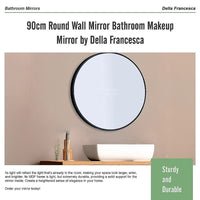 90cm Round Wall Mirror Bathroom Makeup Mirror by Della Francesca Home & Garden Kings Warehouse