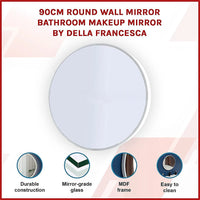90cm Round Wall Mirror Bathroom Makeup Mirror by Della Francesca Home & Garden Kings Warehouse