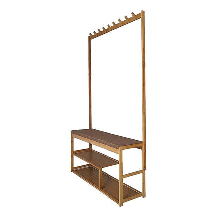 97x168cm Hallway Bench Coat Rack Stand Multifunctional Hall Shelf Entryway Furniture Kings Warehouse