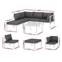 Gardeon 6PCS Outdoor Sofa Set Aluminium Table and Chairs Lounge Patio Furniture