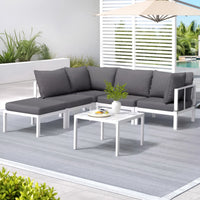 Gardeon 6PCS Outdoor Sofa Set Aluminium Table and Chairs Lounge Patio Furniture