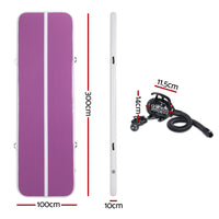 Everfit 3M Air Track Gymnastics Tumbling Exercise Yoga Mat W/ Pump Inflatable Purple