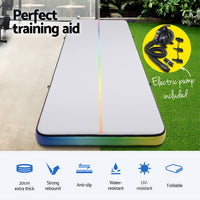 6M Air Track Mat Inflatable Gymnastics Tumbling Mat W/ Pump Colourful