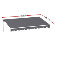 Instahut Retractable Folding Arm Awning Manual Sunshade 3.5M X 2.5M Grey