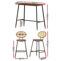 Artiss Bar Table Stools Set Dining Desk Industrial Kitchen Chairs Cafe Pub