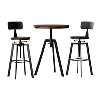 Artiss Bar Table and Stools Set Dining Desk Industrial Kitchen Chairs Cafe Pub