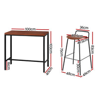 Artiss Bar Table and Stools Set Dining Desk Kitchen Chairs Cafe Pub