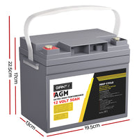 Giantz AGM Deep Cycle Battery 12V 50Ah Box Portable Solar Caravan Camping