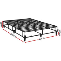 Bed Frame Queen Size Metal Grey MASON