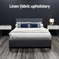 Bed Frame Double Size Gas Lift Charcoal VILA