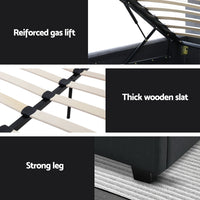 Bed Frame Double Size Gas Lift Charcoal VILA