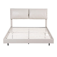 Artiss Queen Bed Frame RGB LED Floating Beds Adjustable Headboard Beige White