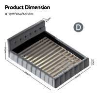 Artiss Double Size Bed Frame Plush Soft Headboard Velvet Platform Base for Modern Bedrooms Grey