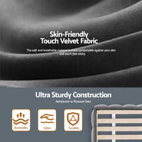 Artiss Double Size Bed Frame Plush Soft Headboard Velvet Platform Base for Modern Bedrooms Grey