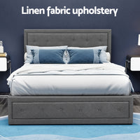 Bed Frame Double Size Gas Lift Grey TIYO