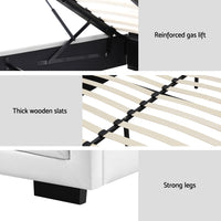 Bed Frame Double Size Gas Lift White TIYO