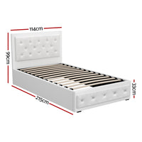 Bed Frame King Single Size Gas Lift White TIYO