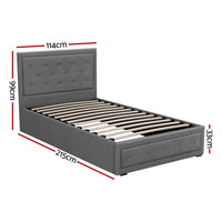Bed Frame King Single Size Gas Lift Storage Mattress Base Wooden Grey