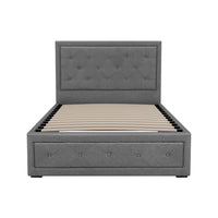 Bed Frame King Single Size Gas Lift Storage Mattress Base Wooden Grey
