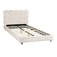Artiss King Single Bed Frame Cloud Headboard Boucle Fabric Mattress Platform Base White