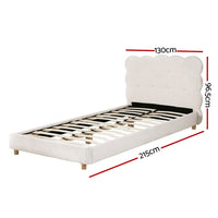 Artiss King Single Bed Frame Cloud Headboard Boucle Fabric Mattress Platform Base White
