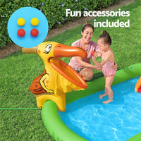 Kids Inflatable Play Splash Pool with Slide Ball Tossing Toys 242x140cm