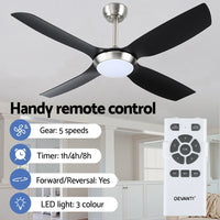 Devanti 52'' Ceiling Fan DC Motor w/Light w/Remote Black