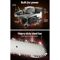 Giantz Chainsaw Petrol 92CC 24" Bar Commercial E-Start Pruning Chain Saw