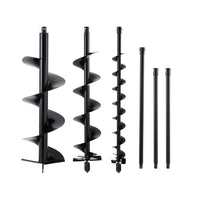 Giantz Post Hole Digger Auger Drill Bit Set 100mm 200mm 300mm Carbon Steel Black
