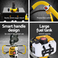 74CC Post Hole Digger Petrol Motor Drill Extension Auger Bits Kits
