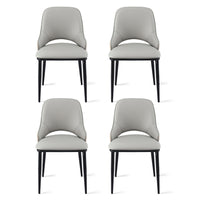 Artiss 4x Dining Chairs Hollow PU Leather Kitchen Lounge Cafe Accent Chair Grey