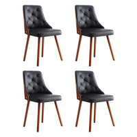 1 Set of 4 Artiss Dining Chairs Black PU