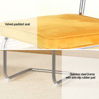 Artiss Dining Chairs Set of 2 Velvet Rattan Cantilever Yellow