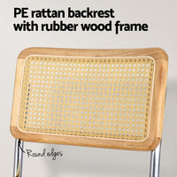 Artiss Dining Chairs Set of 4 Velvet Rattan Cantilever Yellow