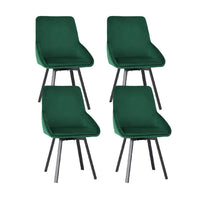 Artiss Dining Chairs Set of 4 Velvet Swivel Base Green