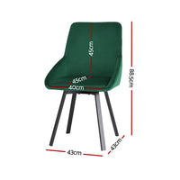 Artiss Dining Chairs Set of 4 Velvet Swivel Base Green